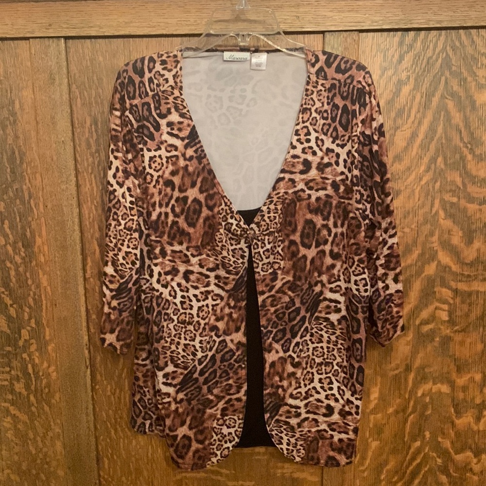 Mascara leopard print blouse top 2X